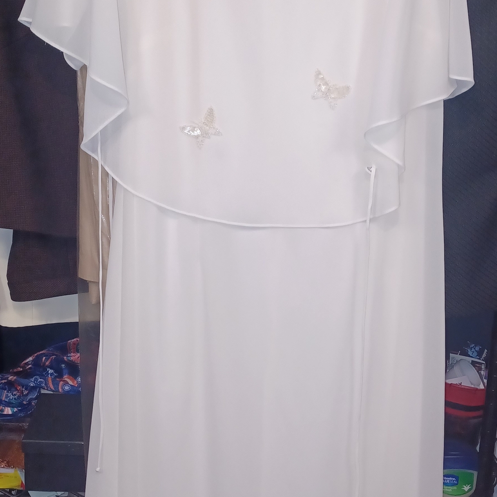 Elegant White Dress with Butterfly Accents